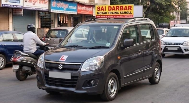 Dark Grey Suzuki WagonR Front View - Sai Darbar Motor Training School Thane